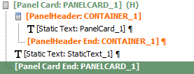 Controls generated from Quick Panels using the {PanelCard-H} placeholder